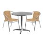 Alamont Home - Lila Outdoor Round Contemporary Aluminum 3 Piece Patio Set - Beige ALA-UMIB-181951 - Image 1