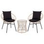 Alamont Home - Devon Outdoor Round Bohemian Wicker/Rattan 3 Piece Patio Set - Tan/Black - Image 1