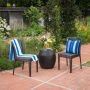 Noble House Janelle Multi-Brown 3-Piece Faux Rattan Patio Conversation Set with Stacking Chairs - Image 1