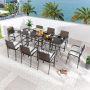 Patio Festival 11-Piece Wicker Bar Height Outdoor Dining Set with Beige Cushions PF19035X4-273-2X3 - Image 1