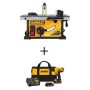 DEWALT 15 Amp Corded 10 in. Job Site Table Saw with Rolling Stand with 20V 1/2 in. Drill/Driver, Two 1.3Ah Batteries & Charger - Image 1