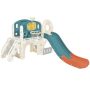 Blue and Red Freestanding Castle Climbing Crawling Playset with Slide and Basketball Hoop - Image 1