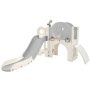 Gray and White 7-in-1 Freestanding Spaceship Playset with Slide, Telescope and Basketball Hoop - Image 1