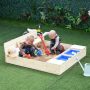 GOGEXX 47 in. L x 47 in. W x 16 in. H Kids Wooden Sandbox Foldable Bench Seat Game House Kids Gift Outdoor Playset Backyard - Image 1