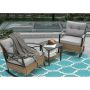 3-Piece Brown Rattan Steel Metal Outdoor Bistro Set with Grey Cushions - Image 1