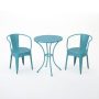 Zeus & Ruta Blue 3-Piece Metal Round Outdoor Bistro Set with Table for Poolside, Patio, Garden and Deck - Image 1